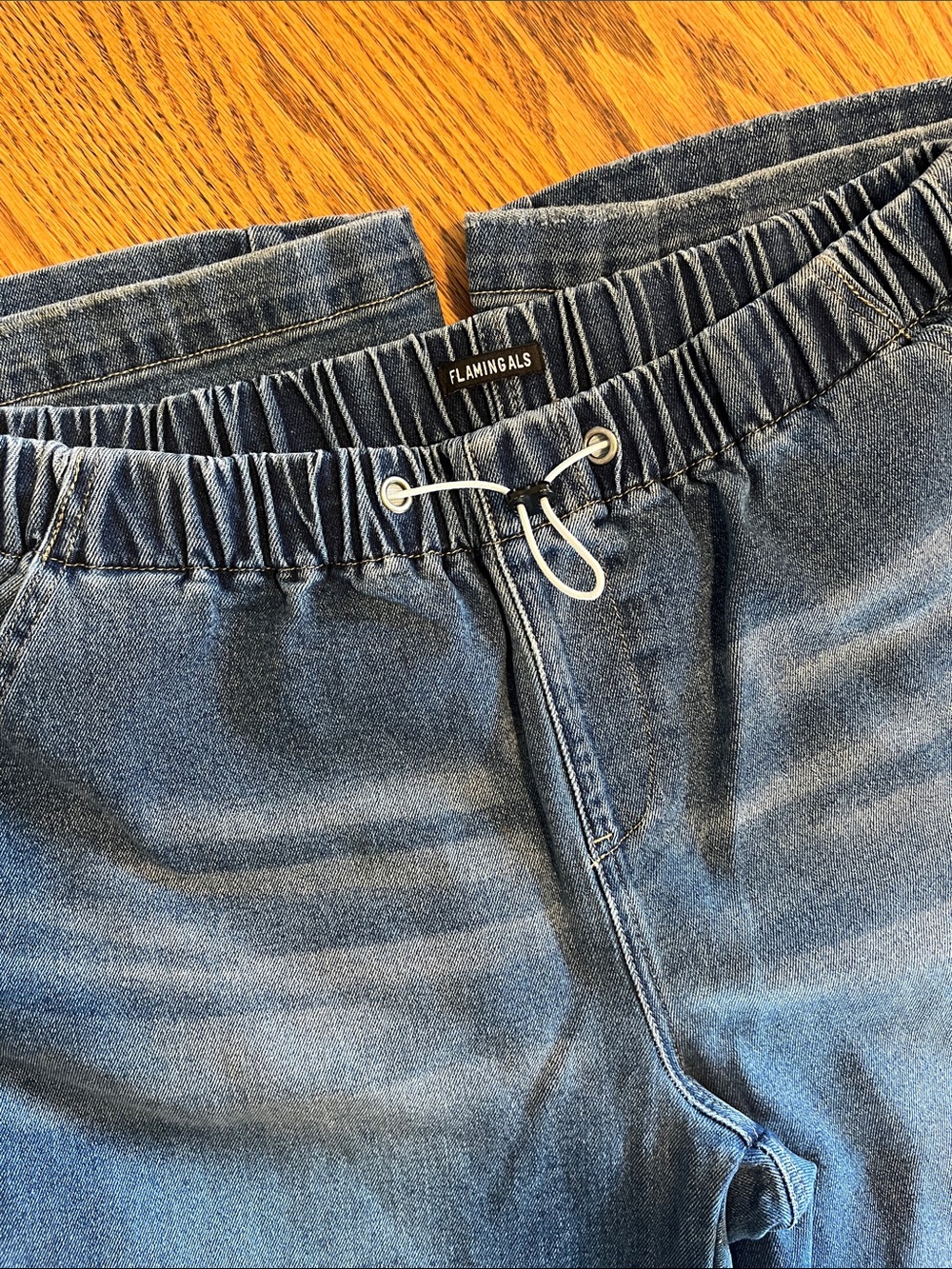 FLAMINGALS Elastic Waist Denim Jeans